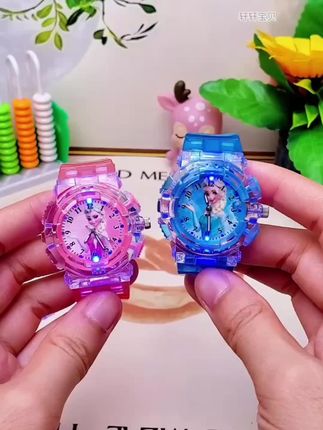 六一儿童玩具艾莎公主儿童发光手表冰雪奇缘公主卡通发光手表玩具