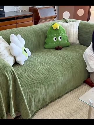 清奈素洁复古高级感沙发巾盖布四季加密雪尼尔一片式防滑防抓防污#沙发盖布