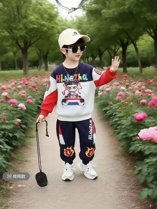 男童哪吒卫衣套装春秋款2025新款宝宝洋气春装男孩运动衣服两件套#童装萌娃穿搭 #儿童穿搭分享 131313