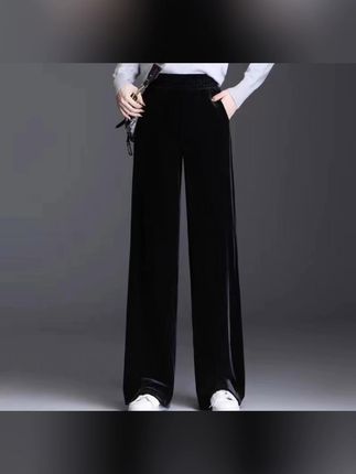 Z006(—180斤)丝绒女高感显瘦百搭裤长裤修身衣服时尚直筒裤#女裤推荐