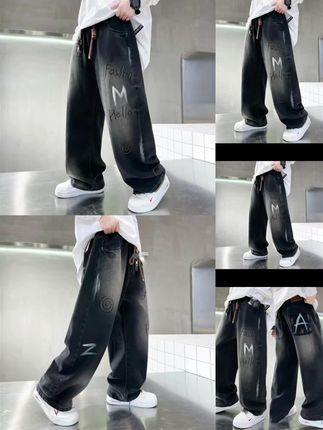 儿童装男童裤子春秋款2025新款秋装牛仔男孩加绒大童秋季休闲长裤