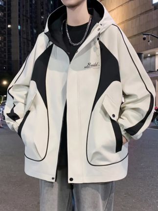青少年连帽夹克男2025春秋季新款潮流学生户外冲锋衣外套帅气休闲