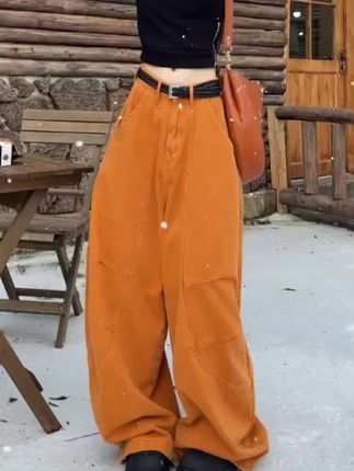55366美式街头感宽松牛仔裤女2025年秋季新款百搭裁片洗水弯刀裤#眼角长细纹如何消除