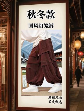 🍂秋冬款国风灯芯绒灯笼裤 #百搭裤子 #秋冬穿搭 #国风古韵 #宽松有范 #复古穿搭