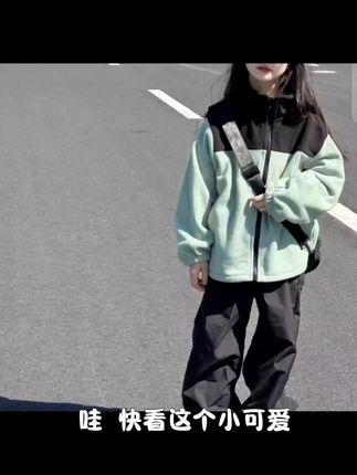 女童拼接三合一可脱卸连帽冲锋衣秋冬中大童保暖加绒加厚风衣外套#好货#爆款#热门