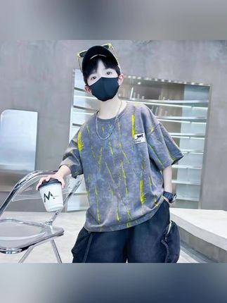 儿童装男童夏装棉短袖T恤2025新款中大童夏季男孩帅气夏款半袖t#高品质童装 #潮酷穿搭