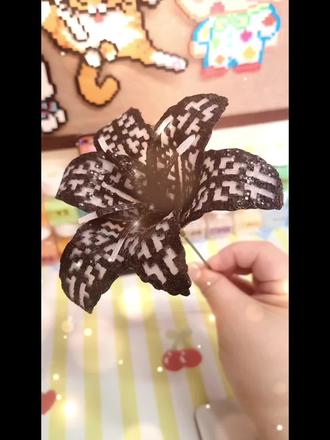#大胆展示你的手工diy #手作教程分享 #拼豆#立体拼豆 今日分享立体拼豆黑色百合花#手工diy爱好者