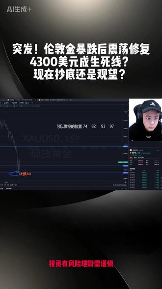 伦敦金暴跌后震荡修复,现在是抄底还是观望?#外汇策略 #交易员 #贵金属 #干货分享 #金融常识