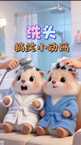 两只小仓鼠搞笑洗头啦 #搞笑动画 #儿童动画 #动画 #动画 #动画小故事