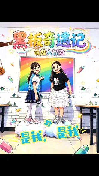 两个勤劳的小美女 #托管 #黑板 #童年