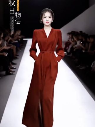 洋气质红色春秋礼服裙新款气质简 #优雅气质 #高贵优雅 #女神范 #太喜欢了 #连衣裙@抖音创作小助手 @DOU+上热门