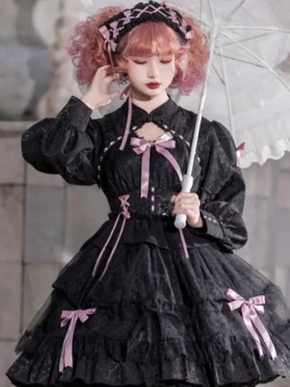 恋芙曲洛丽塔op长袖连衣裙多层蛋糕裙摆lolita裙#这也太好看了 #lolita #洛丽塔 #穿搭 #今天穿什么