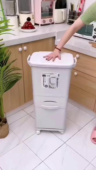 厨房垃圾桶家用带盖脚踏式两用防臭大容量脚踩厨余干湿分离分类筒