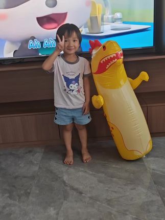 大号充气恐龙不倒翁带娃卡通玩具互动男孩女孩充气卡通不倒翁玩具#也太可爱了吧