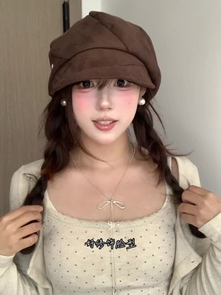 好好看的早秋八角帽 真的非常显脸小啊#帽子 #八角帽 #显脸小帽子 #早秋帽子 #加大帽檐
