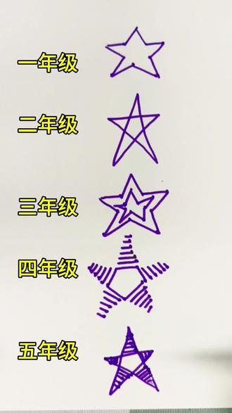 不同年级画五角星,你喜欢几年级画的呢?#广安 #广安区绿麦芽书画手作社 #少儿美术 #创意美术 #简笔画