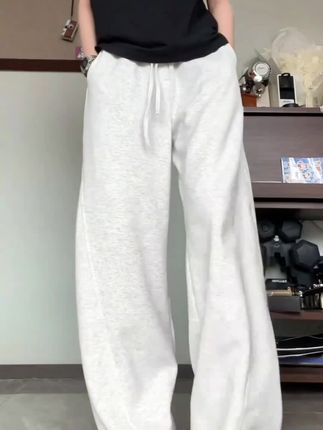 美式cleanfit重磅运动卫裤男春秋新款直筒宽松休闲弯刀阔腿长裤子#卫裤#ootd穿搭#谁穿谁好看#穿出自己的风格#休闲裤