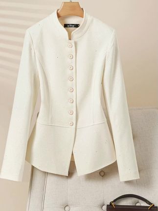 民国风西装外套新款国潮新中式长袖西服上衣#职业穿搭 #西装外套 #新中式西服外套 #西服穿搭