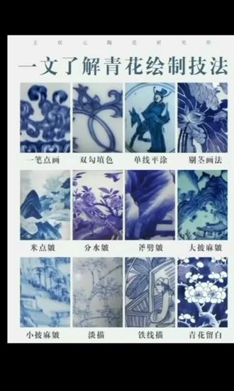 一次认识青花瓷各种绘画技法