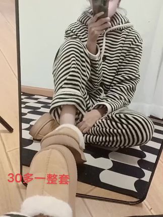 冬季加绒保暖时尚家居服可外穿,