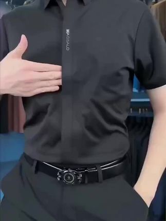 夏季冰丝无痕短袖衬衫男