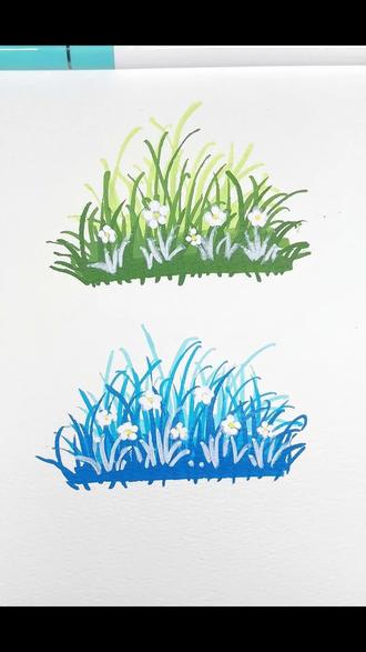 30秒学会小草丛画法 #画画的baby #简笔画教程 #草丛 #画画其实很简单 #教学