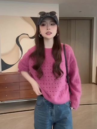 复古潮流宽松百搭斜线小个子高腰阔腿闪闪牛仔裤直筒牛仔