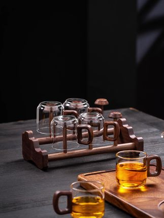 #茶生活 #杯架 #茶道 #每日分享 #茶空间 新款胡桃木杯架茶杯收纳