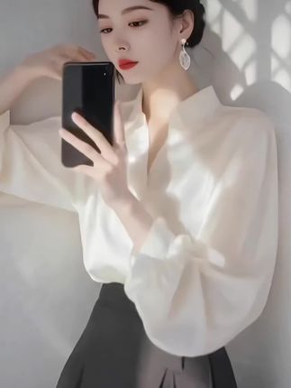 秋季流行穿搭上衣法式气质优雅高级感时尚百搭宽松黑色长袖衬衫女 #每日分享 #高级感穿搭 #美出高级感 #优雅气质 #衬衫