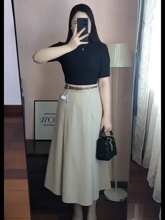 气质半身裙女式2025新款爆款夏季高腰遮胯大摆a字裙中长款伞裙子#夏季#夏季穿搭 #夏季新款#穿搭#穿搭技巧