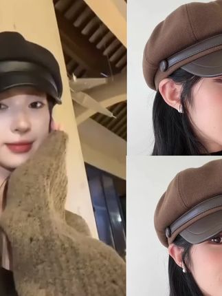八角帽子女2025秋冬新款显脸小贝雷帽大头围鸭舌帽英伦复古报童帽#强烈推荐 #每日分享 #出门必备 #帽子 #推荐