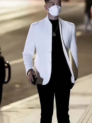 #上热门 #高档男士立领西服#新中式立领小西装男款2025春秋款韩版修身西服潮流国风中山装外套#男士国风外套