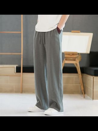 夏季亚麻休闲裤男直筒中国风苎麻长裤宽松垂感裤子薄款棉麻阔腿裤#源头实力厂家 #强烈推荐 #上热搜 #休闲裤#宽松休闲裤