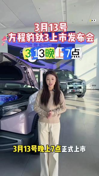 3月13日晚上7点我们不见不散
#比亚迪第二代刀片电池 #比亚迪闪充中国战略 #313方程豹钛3闪充版上市