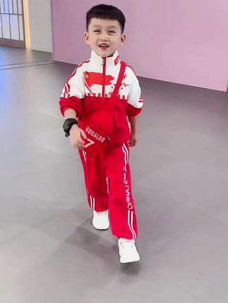 【沫沫家】男女童春秋装国潮套装运动新款拼色时尚帅气洋气三件套#完美搭配 z