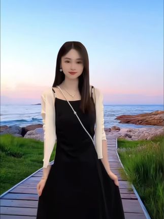 【四色】【两件套】法式绿色连衣裙夏2025新气质夏季:/ 开衫女6904