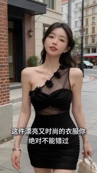 辣妹斜肩小礼服收腰显瘦紧身包臀裙花朵性感连衣裙女夜场上班衣服#黑裙穿搭 #吊带穿搭 #性感黑色蕾丝裙 #小黑裙 #黑色薄纱连衣裙