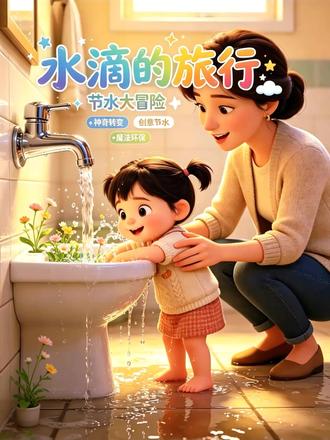 一滴清水,一片绿地,一个地球~要节约用水哦#原创动画#3D治愈系皮克斯风格动画#即梦AI#育儿动漫