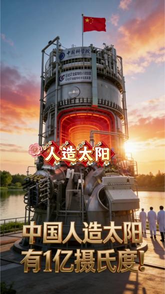 中国人造太阳,有1亿摄氏度,太阳温度的六到七倍#人造太阳 #中国科技 #中国崛起 #民族复兴#每天进步一点点