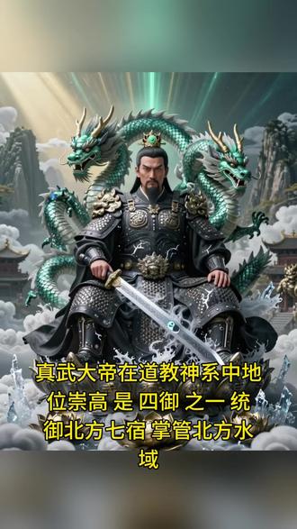 #真武大帝 #真武大帝在道教神系中地位崇高,是"四御"之一,统御北方七宿,掌管北方水域。在道教典籍中,真武大帝被描述为太上老君的化身,具有无上法力,能驱邪除魔、护佑苍生。明代以后,真武信仰达到鼎盛,被明成祖朱棣奉为护国神,在武当山大规模修建宫观,使武当山成为真武信仰的祖庭。
