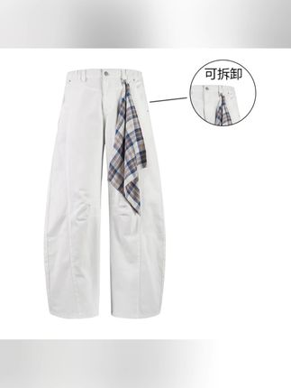 水洗白色美式秋季弯刀休闲裤男女做旧宽松垂感镰刀裤#裤子