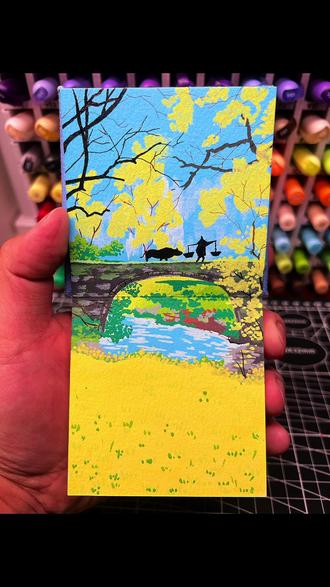 乡野春行|丙烯马克笔|附色号步骤 春山暖日和风,桥边人归,牛踏春声。
🖊️:恩米
📒:星以文创
👀:六条
#丙烯马克笔#绘画过程#跟着抖音学画画#拥抱春天主题画#春天的色彩