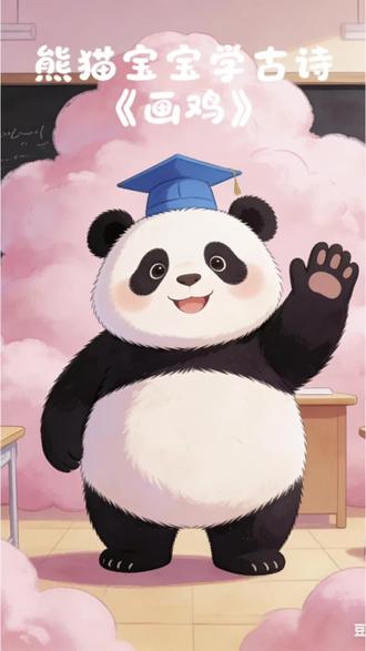 熊猫宝宝学古诗《画鸡》
