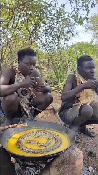 哈扎比的原生态美食 #非洲纪录片