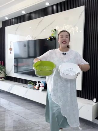 高颜值双层清洗透明沥水篮多功能加厚镂空耐用大容量洗蔬果篮#双层沥水篮洗菜盆