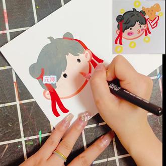 十个勤天2026日历画画教程来啦,今天是老四,大家可以花个几分钟练习一下,今天终于时间没那么长了,废话也不多了多,有跟练的同学记得返图哟#绘画教程 #十个勤天#2026日历#瞎画系列 #自学画画打卡