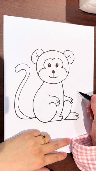 一个圆两个2小猴子就完成啦!#简笔画技巧教学 #创作者中心 #创作灵感