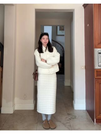 韩系格子棉服套装,小泡芙即视感 #穿搭 #秋冬穿搭