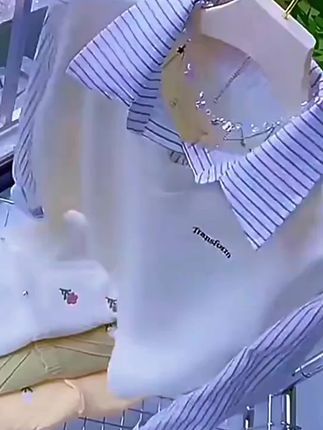 慵懒风针织背心衬衫年春秋季新款宽松百搭假两件polo领上衣#慵懒风#针织#背心#衬衫#宽松