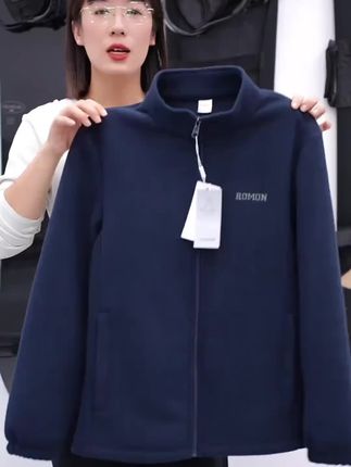 Romon/罗蒙男士外套加厚保暖抓绒衣户外宽松休闲摇粒绒上衣男秋冬